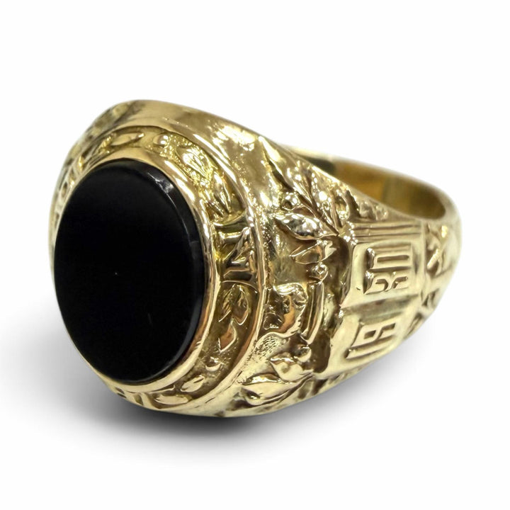 美品□TIFFANY&amp;Co. ティファニー ヴィンテージ 14K オニキス 1930年 ニューロシェル大学 超希少 指輪 ゴールド JP14号相当 重量10.37g