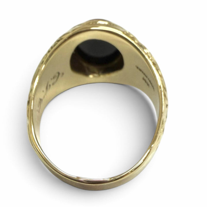 美品□TIFFANY&amp;Co. ティファニー ヴィンテージ 14K オニキス 1930年 ニューロシェル大学 超希少 指輪 ゴールド JP14号相当 重量10.37g
