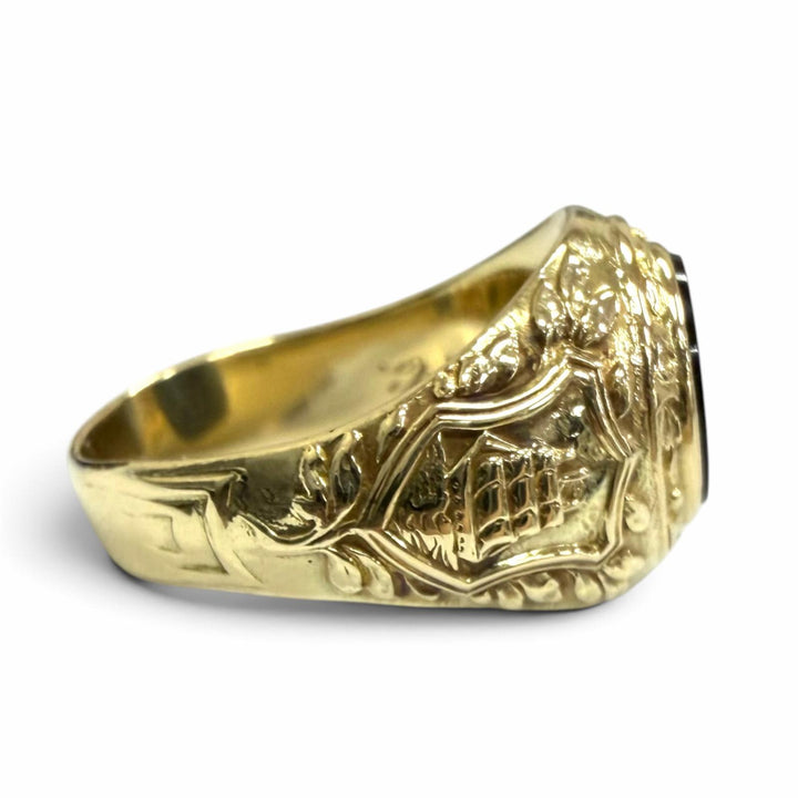 美品□TIFFANY&amp;Co. ティファニー ヴィンテージ 14K オニキス 1930年 ニューロシェル大学 超希少 指輪 ゴールド JP14号相当 重量10.37g