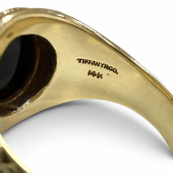 美品□TIFFANY&amp;Co. ティファニー ヴィンテージ 14K オニキス 1930年 ニューロシェル大学 超希少 指輪 ゴールド JP14号相当 重量10.37g