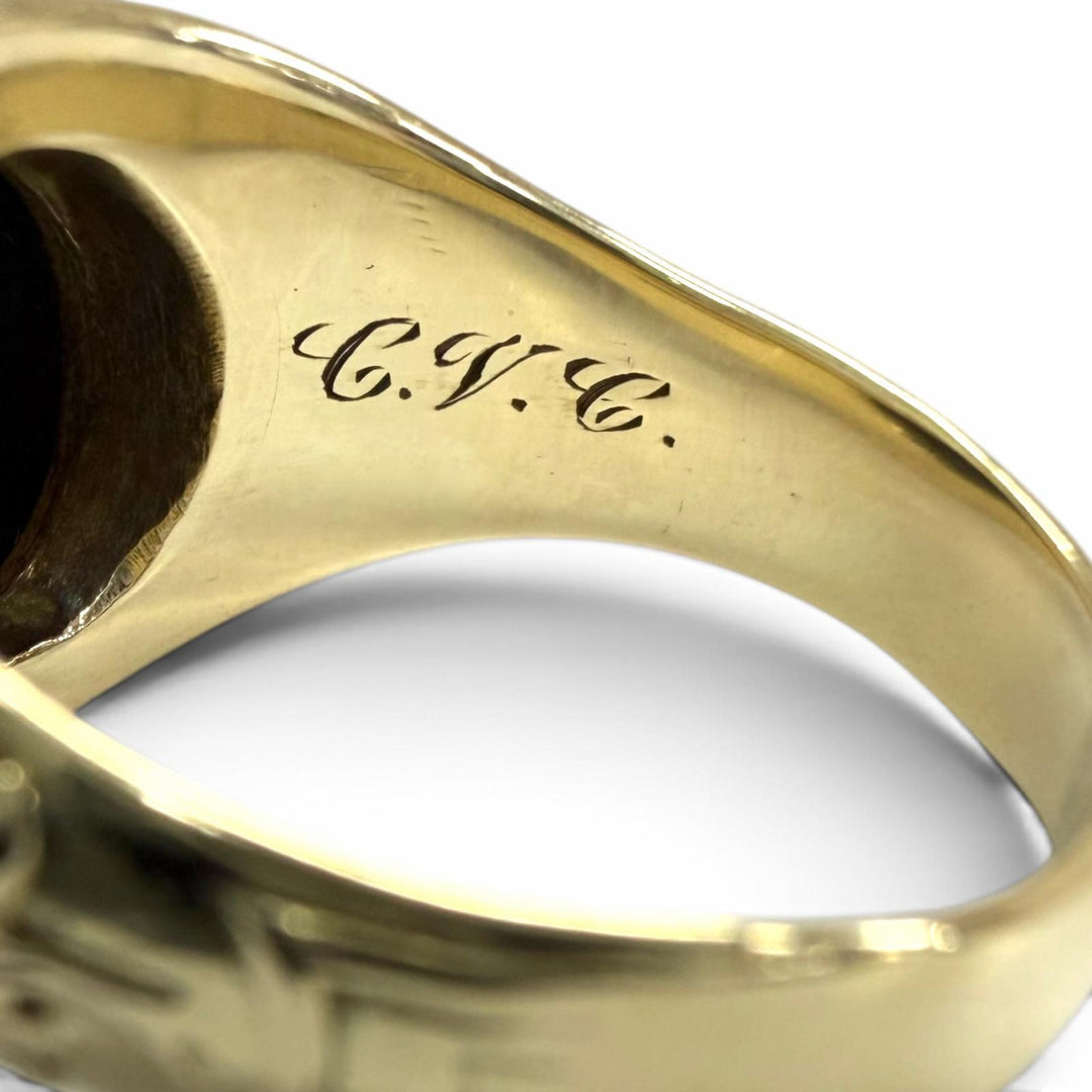 美品□TIFFANY&amp;Co. ティファニー ヴィンテージ 14K オニキス 1930年 ニューロシェル大学 超希少 指輪 ゴールド JP14号相当 重量10.37g