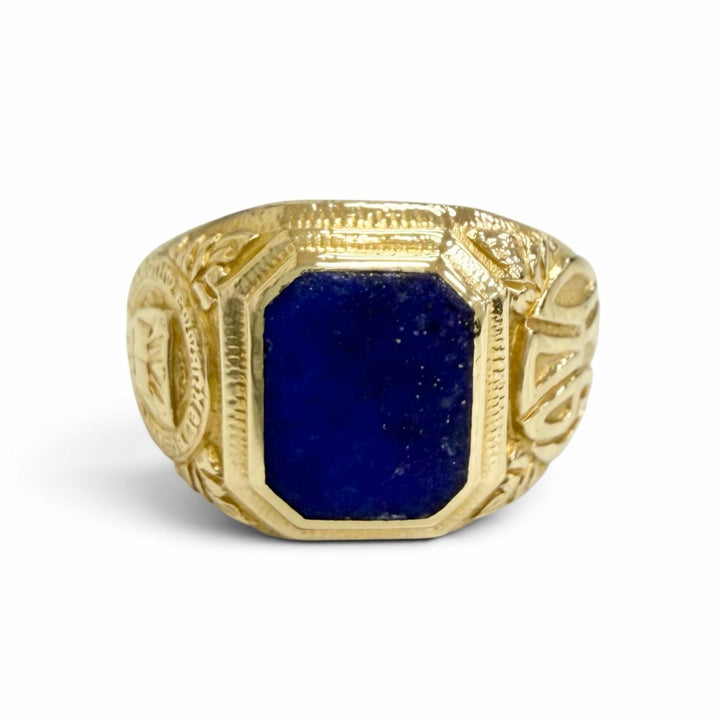 極美品△TIFFANY&amp;Co. ティファニー 超ヴィンテージ 1940年製 エマニュエル カレッジリング 14K ラピスラズリ 超希少 JP16.5号 重量8.71g