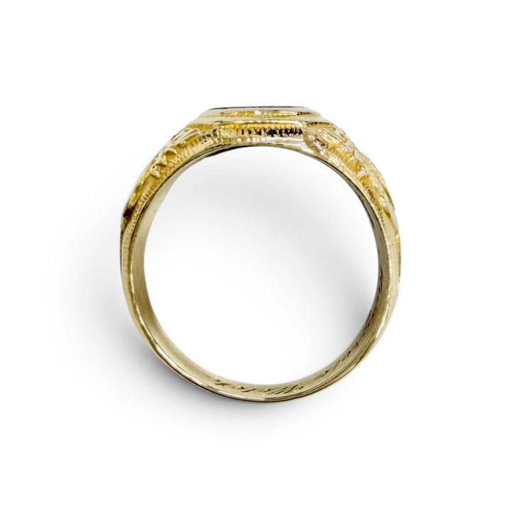 極美品△TIFFANY&amp;Co. ティファニー 超ヴィンテージ 1940年製 エマニュエル カレッジリング 14K ラピスラズリ 超希少 JP16.5号 重量8.71g