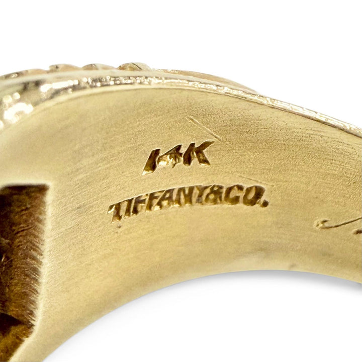極美品△TIFFANY&amp;Co. ティファニー 超ヴィンテージ 1940年製 エマニュエル カレッジリング 14K ラピスラズリ 超希少 JP16.5号 重量8.71g