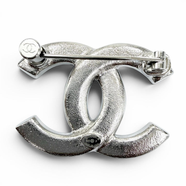 極美品☆CHANEL シャネル B25P ココマーク スター・ハート・Fパール ラインストーン ブローチ シルバー イタリア製 レディース 箱・袋付