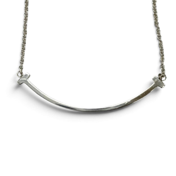 美品★TIFFANY&amp;Co. ティファニー ティファニーT スマイル ペンダント スモール AG925 ネックレス アクセサリー シルバー 重量1.9g