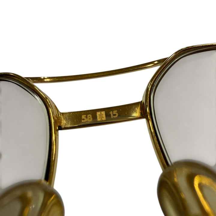 美品▼Cartier カルティエ ヴィンテージ トリニティ ツーブリッジ ハーフリム メガネ 眼鏡 アイウェア ゴールド 58□15 135 度入り 仏製
