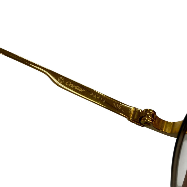 美品▼Cartier カルティエ ヴィンテージ トリニティ ツーブリッジ ハーフリム メガネ 眼鏡 アイウェア ゴールド 58□15 135 度入り 仏製