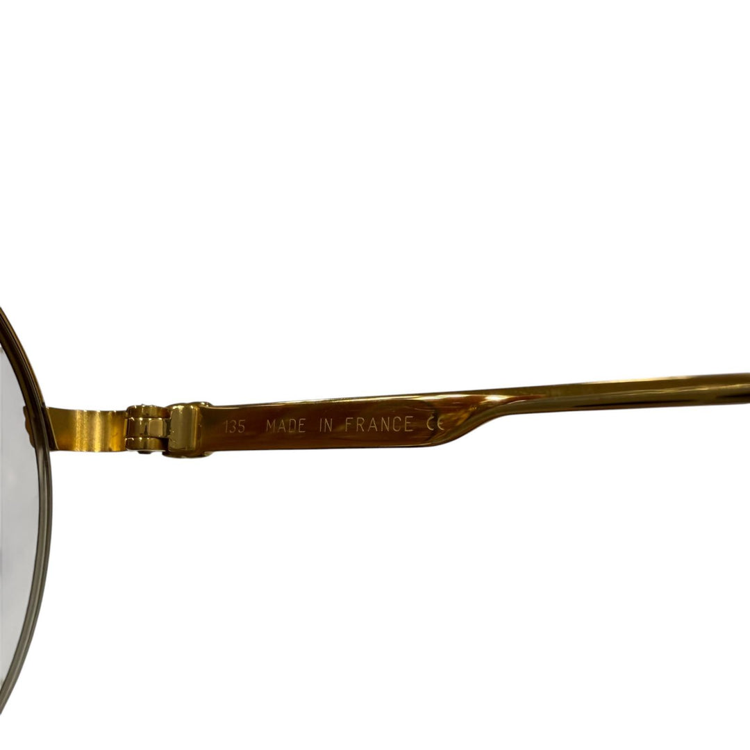 美品▼Cartier カルティエ ヴィンテージ トリニティ ツーブリッジ ハーフリム メガネ 眼鏡 アイウェア ゴールド 58□15 135 度入り 仏製