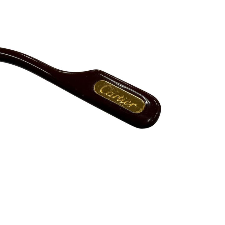 美品▼Cartier カルティエ ヴィンテージ トリニティ ツーブリッジ ハーフリム メガネ 眼鏡 アイウェア ゴールド 58□15 135 度入り 仏製