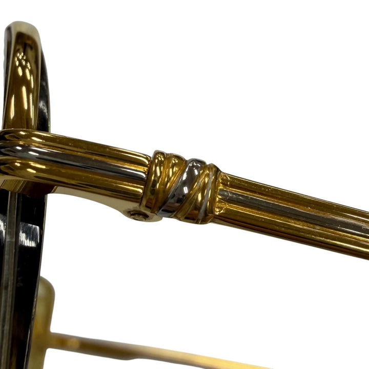 美品▼Cartier カルティエ ヴィンテージ トリニティ ツーブリッジ ハーフリム メガネ 眼鏡 アイウェア ゴールド 58□15 135 度入り 仏製