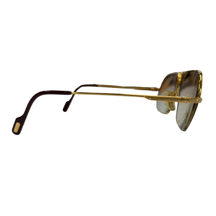 美品▼Cartier カルティエ ヴィンテージ トリニティ ツーブリッジ ハーフリム メガネ 眼鏡 アイウェア ゴールド 58□15 135 度入り 仏製