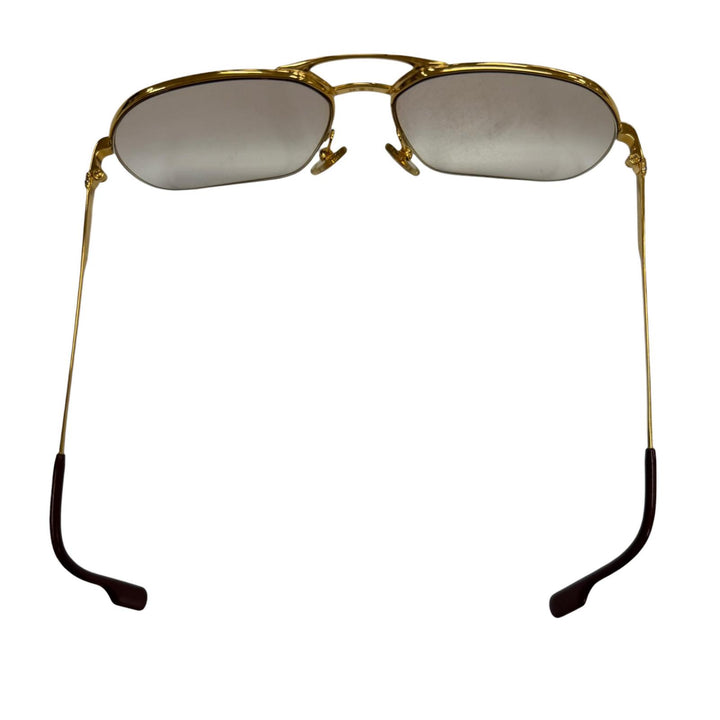 美品▼Cartier カルティエ ヴィンテージ トリニティ ツーブリッジ ハーフリム メガネ 眼鏡 アイウェア ゴールド 58□15 135 度入り 仏製