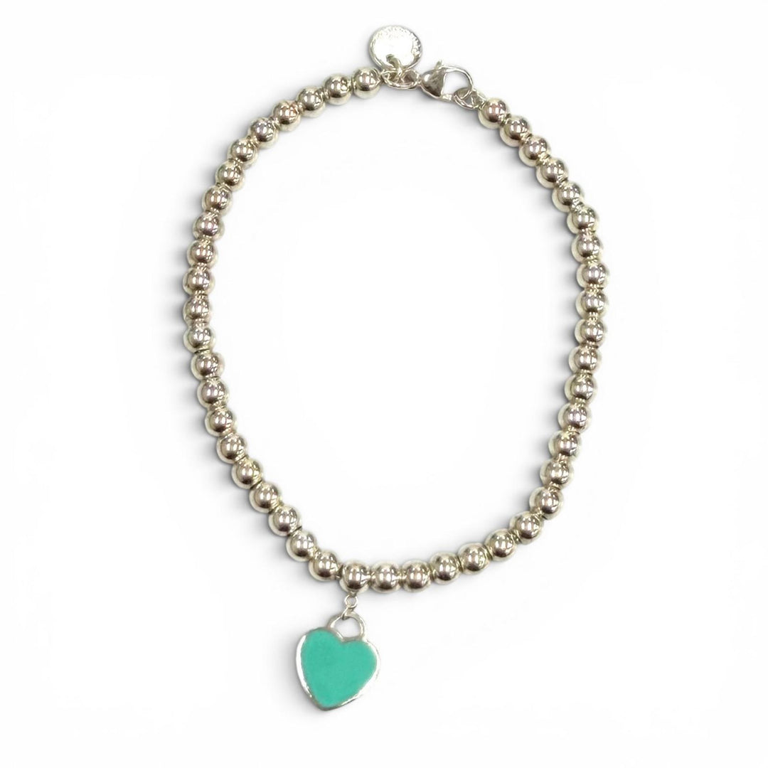 極美品★TIFFANY&amp;Co. ティファニー リターントゥティファニー ミニハートタグ ビーズ ブレスレット AG925 シルバー 重量6.8g 箱・袋付