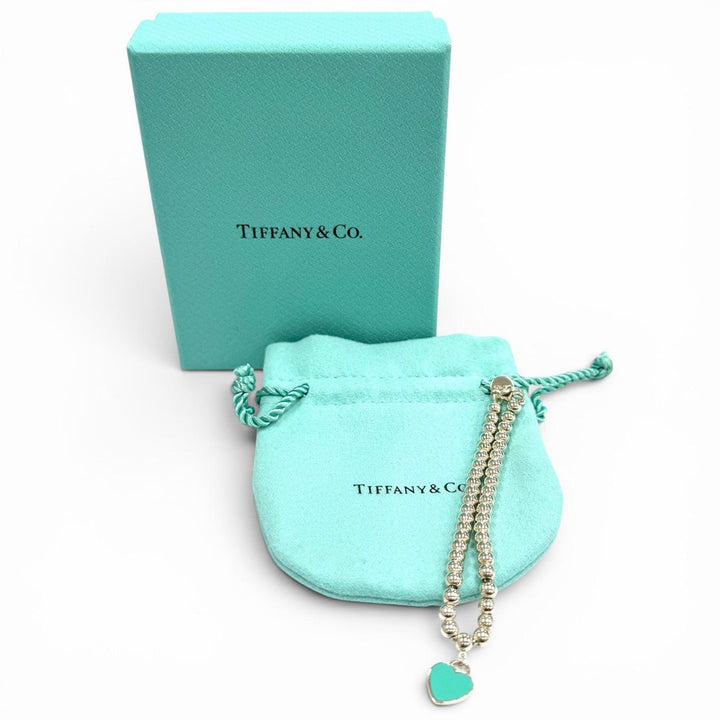 極美品★TIFFANY&amp;Co. ティファニー リターントゥティファニー ミニハートタグ ビーズ ブレスレット AG925 シルバー 重量6.8g 箱・袋付