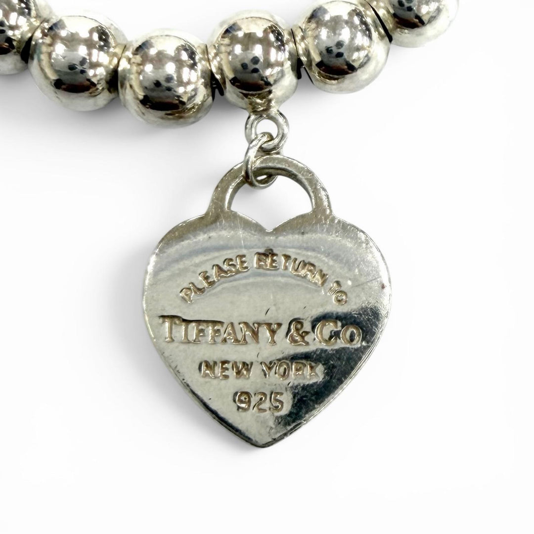 極美品★TIFFANY&amp;Co. ティファニー リターントゥティファニー ミニハートタグ ビーズ ブレスレット AG925 シルバー 重量6.8g 箱・袋付
