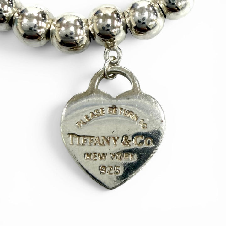 極美品★TIFFANY&amp;Co. ティファニー リターントゥティファニー ミニハートタグ ビーズ ブレスレット AG925 シルバー 重量6.8g 箱・袋付