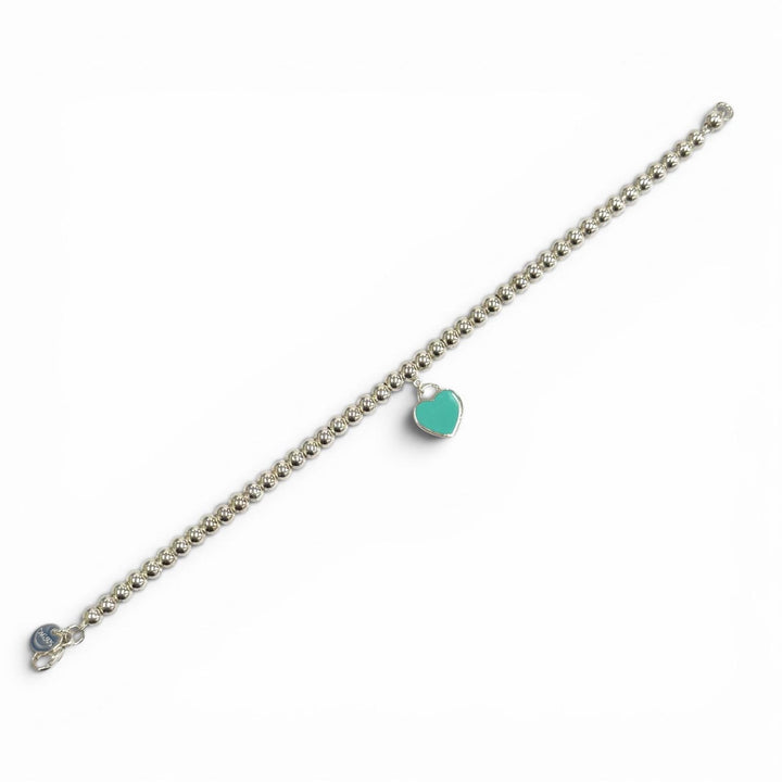 極美品★TIFFANY&amp;Co. ティファニー リターントゥティファニー ミニハートタグ ビーズ ブレスレット AG925 シルバー 重量6.8g 箱・袋付