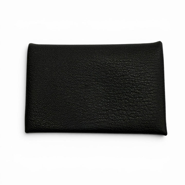 極美品▼HERMES エルメス カルヴィ シェーブル シルバー金具 コインケース カードケース ブラック W刻印 フランス製 メンズ 箱付き