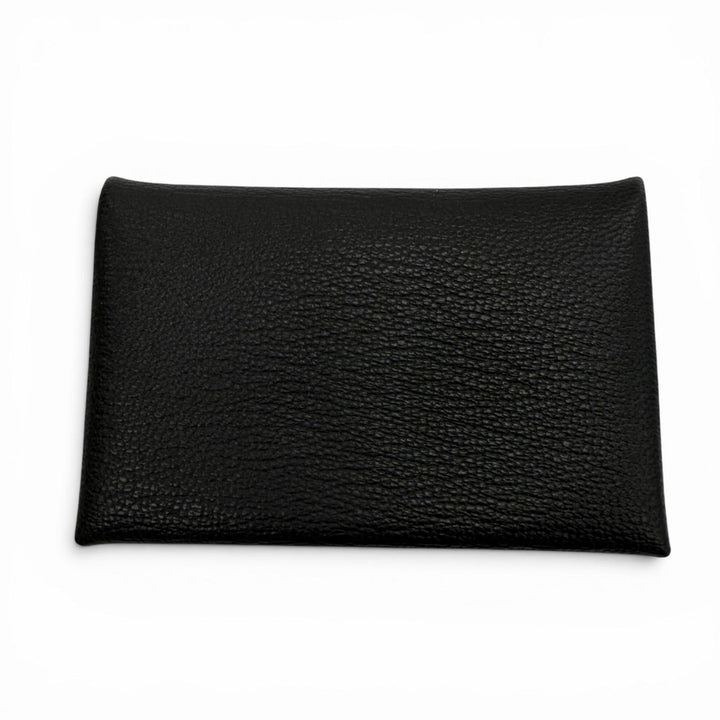 極美品▼HERMES エルメス カルヴィ シェーブル シルバー金具 コインケース カードケース ブラック W刻印 フランス製 メンズ 箱付き