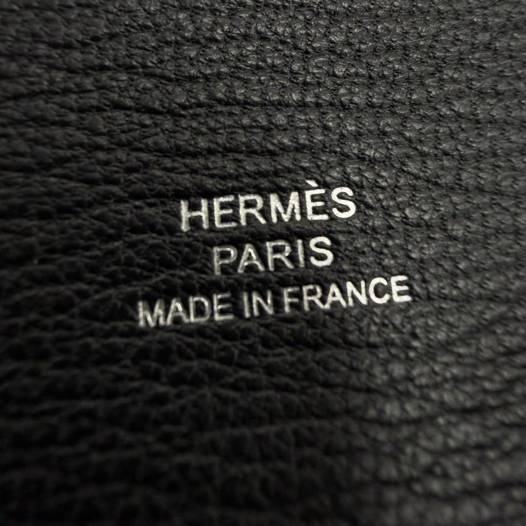 極美品▼HERMES エルメス カルヴィ シェーブル シルバー金具 コインケース カードケース ブラック W刻印 フランス製 メンズ 箱付き