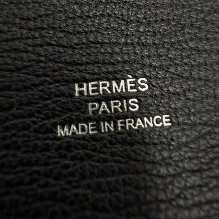 極美品▼HERMES エルメス カルヴィ シェーブル シルバー金具 コインケース カードケース ブラック W刻印 フランス製 メンズ 箱付き