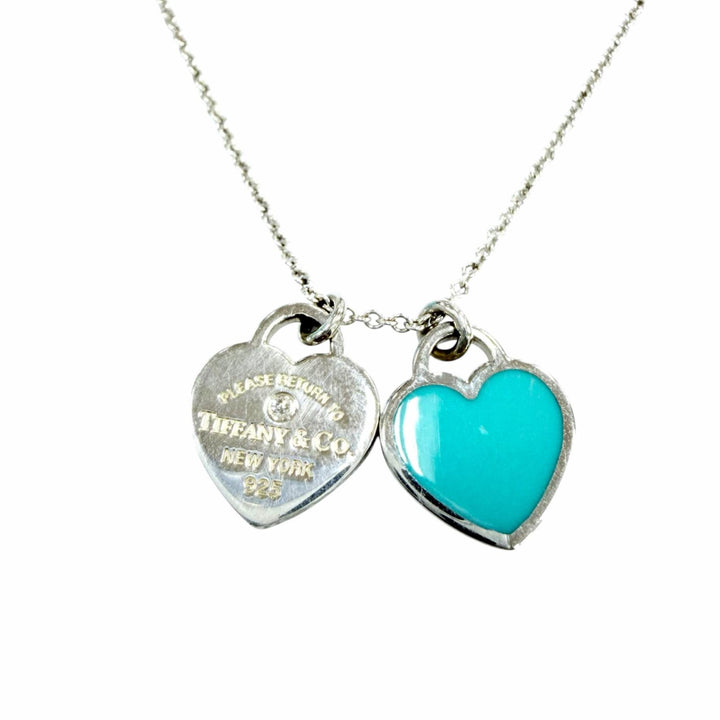 美品☆TIFFANY&amp;Co. ティファニー リターントゥティファニー ミニダブルハートタグ 1Pダイヤ ペンダント AG925 ダイヤモンド 箱・保存袋付