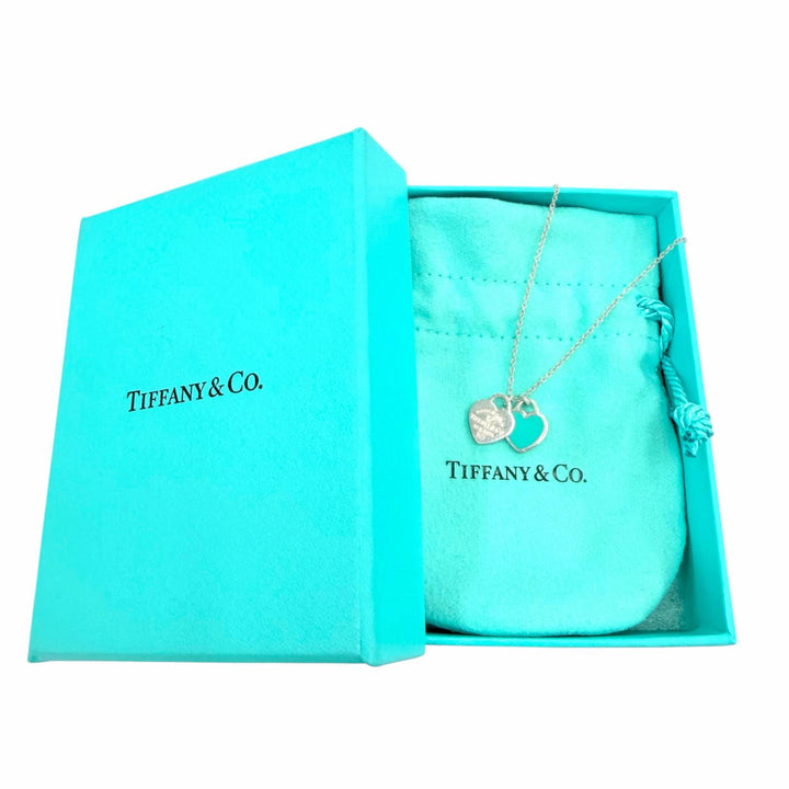 美品☆TIFFANY&amp;Co. ティファニー リターントゥティファニー ミニダブルハートタグ 1Pダイヤ ペンダント AG925 ダイヤモンド 箱・保存袋付