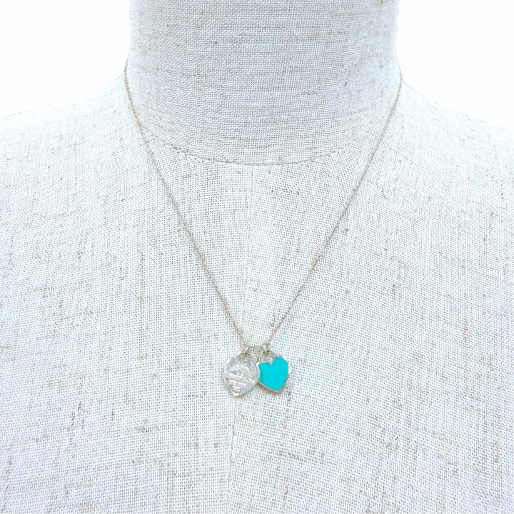 美品☆TIFFANY&amp;Co. ティファニー リターントゥティファニー ミニダブルハートタグ 1Pダイヤ ペンダント AG925 ダイヤモンド 箱・保存袋付