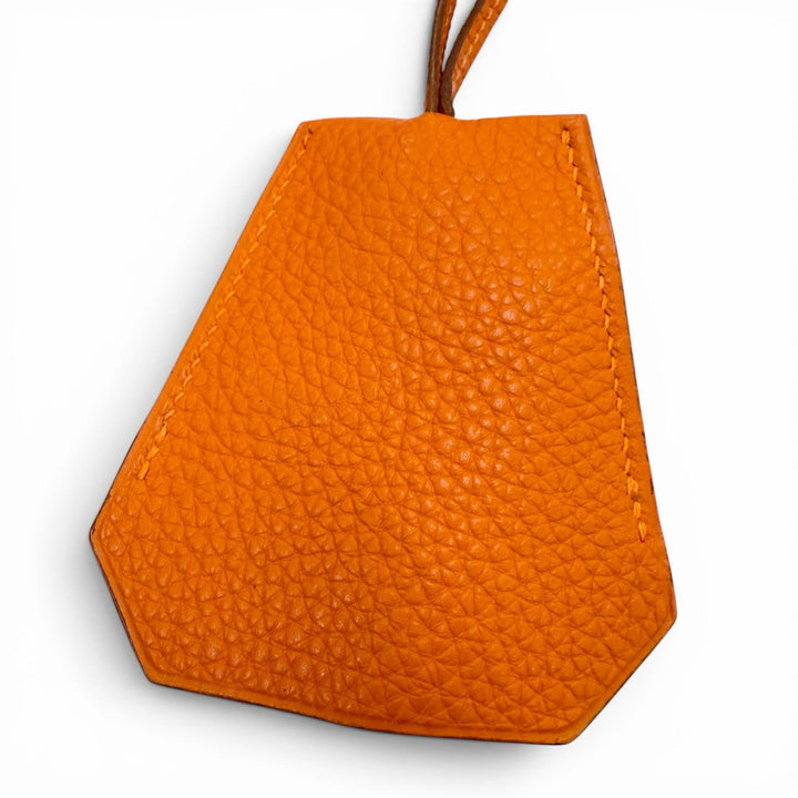 美品▼HERMES エルメス ヴィンテージ レザー シルバー金具 マルジェラ期 クロシェット ネックレス オレンジ □D刻印 フランス製 メンズ