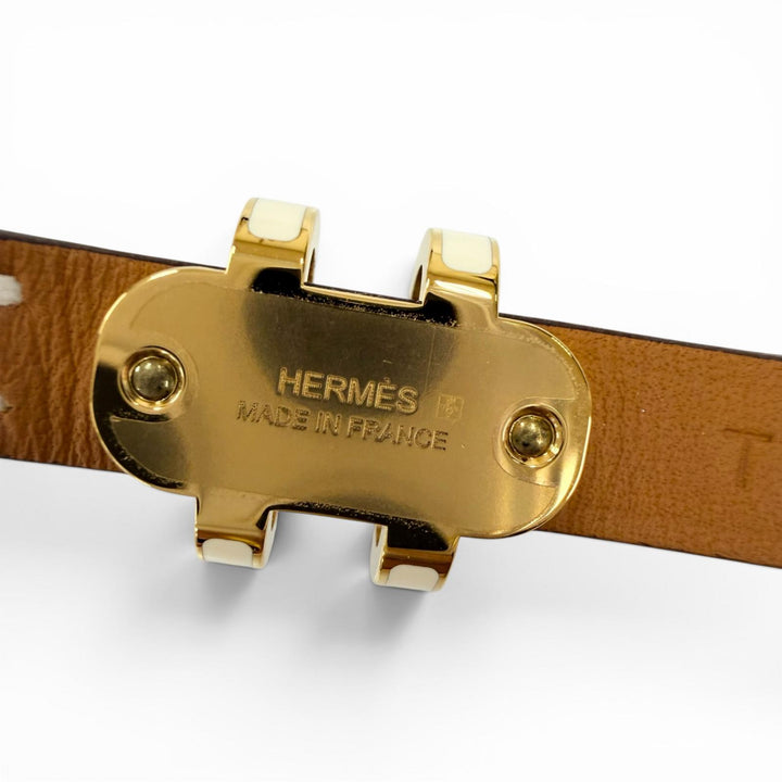 未使用品☆HERMES エルメス ポップH ドゥブルトゥール ヴォースイフト クレ ゴールデンイエロー ブレスレット T2 K刻印 定価121000円