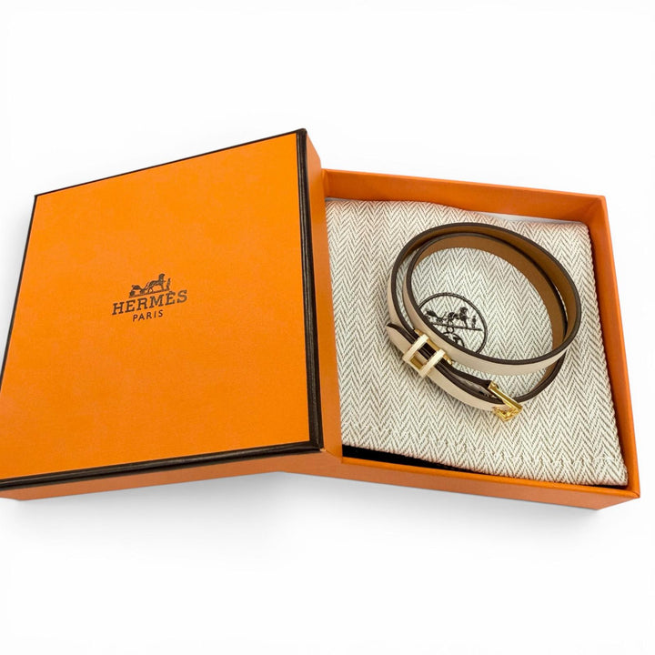 未使用品☆HERMES エルメス ポップH ドゥブルトゥール ヴォースイフト クレ ゴールデンイエロー ブレスレット T2 K刻印 定価121000円
