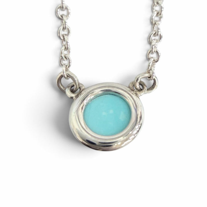 極美品△TIFFANY&amp;Co. ティファニー エルサペレッティ カラー バイザヤード ネックレス AG925 ターコイズ 23年12月購入品 重量1.8g 箱付き