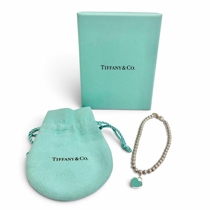 美品△TIFFANY&amp;Co. ティファニー リターントゥティファニー ミニ ハート タグ ビーズ ブレスレット AG925 シルバー レディース 箱 袋付き