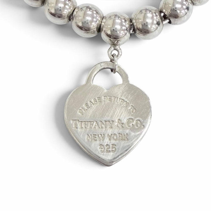 美品△TIFFANY&amp;Co. ティファニー リターントゥティファニー ミニ ハート タグ ビーズ ブレスレット AG925 シルバー レディース 箱 袋付き