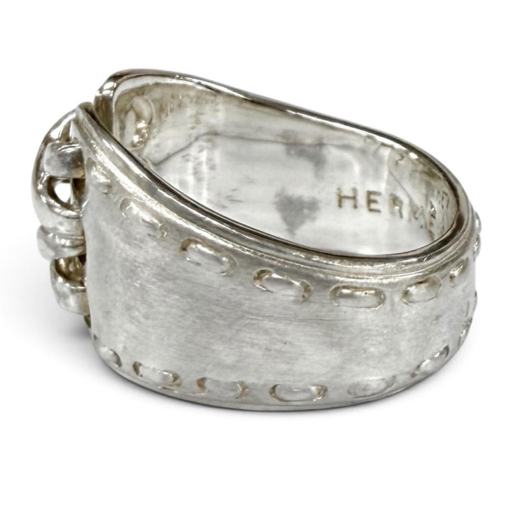 美品★HERMES エルメス ヴィンテージ 925 メキシコ ダブル リング 指輪 アクセサリー シルバー 52 JP11号相当 重量7.36g レディース