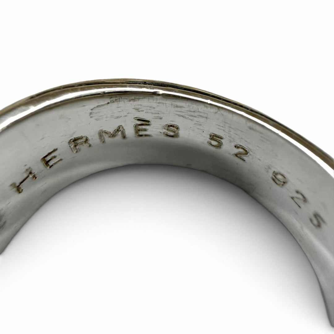 美品★HERMES エルメス ヴィンテージ 925 メキシコ ダブル リング 指輪 アクセサリー シルバー 52 JP11号相当 重量7.36g レディース