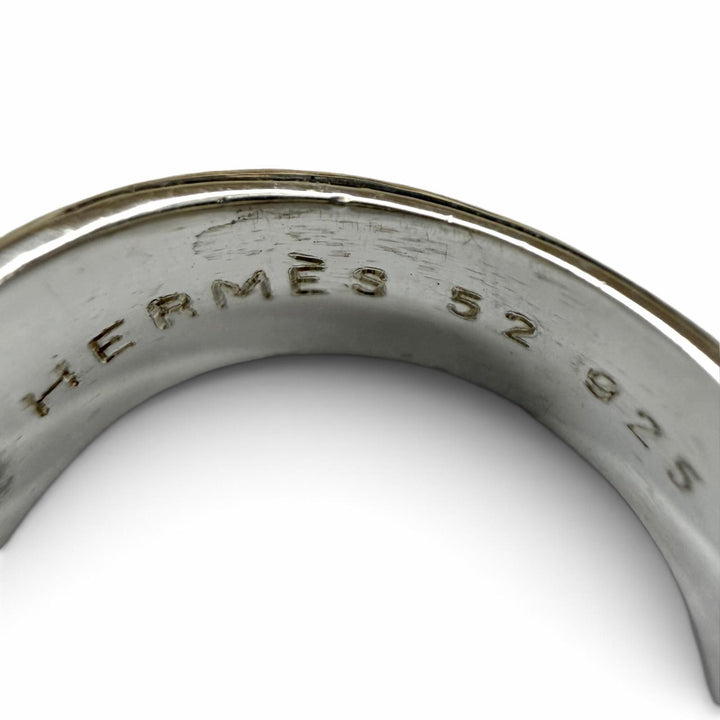 美品★HERMES エルメス ヴィンテージ 925 メキシコ ダブル リング 指輪 アクセサリー シルバー 52 JP11号相当 重量7.36g レディース