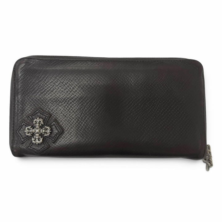 良品□CHROME HEARTS クロムハーツ REC F ZIP レザー フィリグリープラス ダガーZIP ロングウォレット 長財布 ダークブラウン シルバー