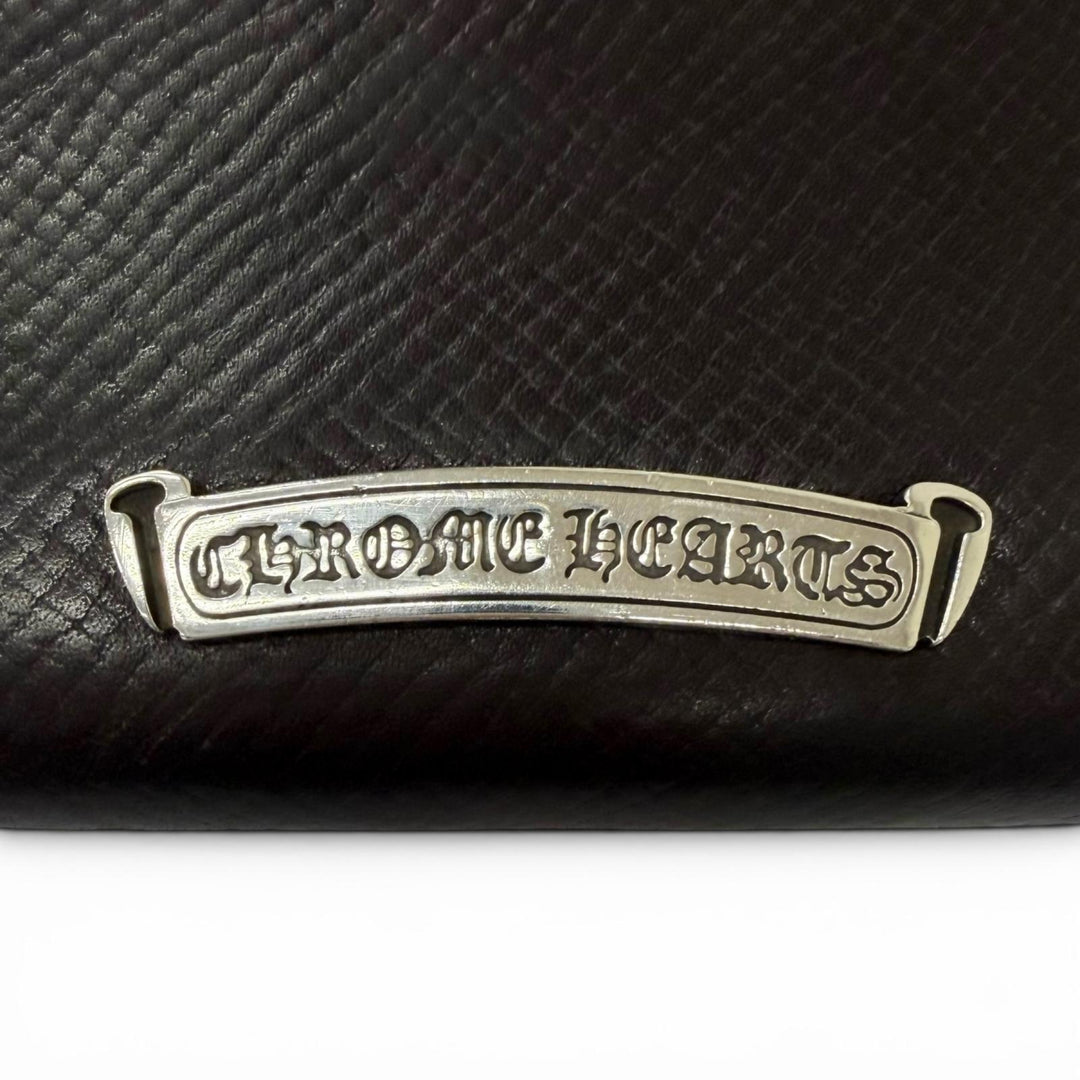 良品□CHROME HEARTS クロムハーツ REC F ZIP レザー フィリグリープラス ダガーZIP ロングウォレット 長財布 ダークブラウン シルバー