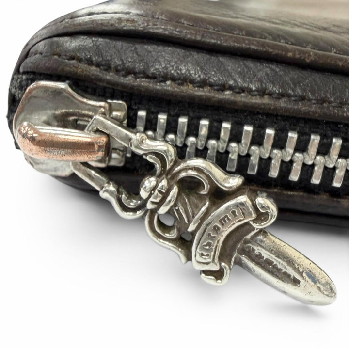 良品□CHROME HEARTS クロムハーツ REC F ZIP レザー フィリグリープラス ダガーZIP ロングウォレット 長財布 ダークブラウン シルバー
