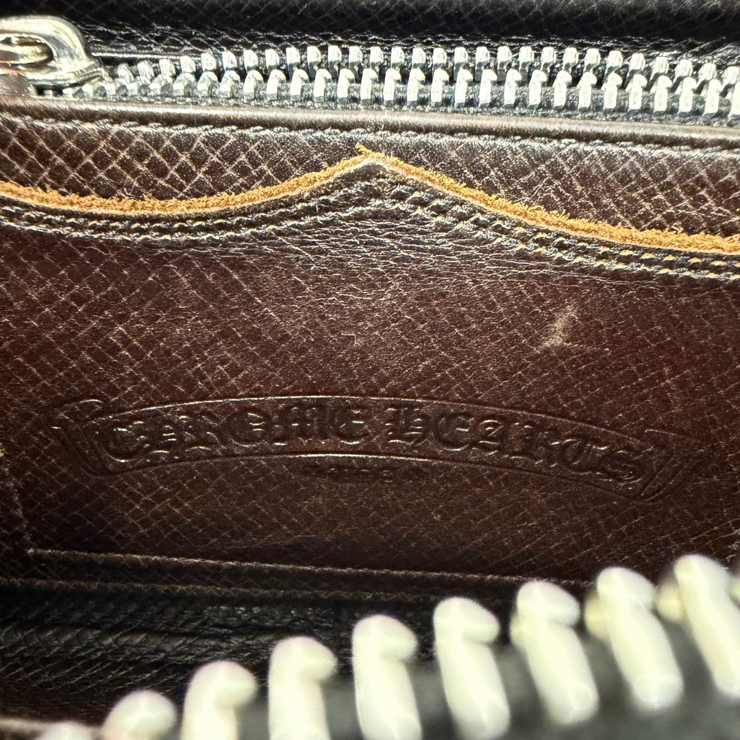 良品□CHROME HEARTS クロムハーツ REC F ZIP レザー フィリグリープラス ダガーZIP ロングウォレット 長財布 ダークブラウン シルバー