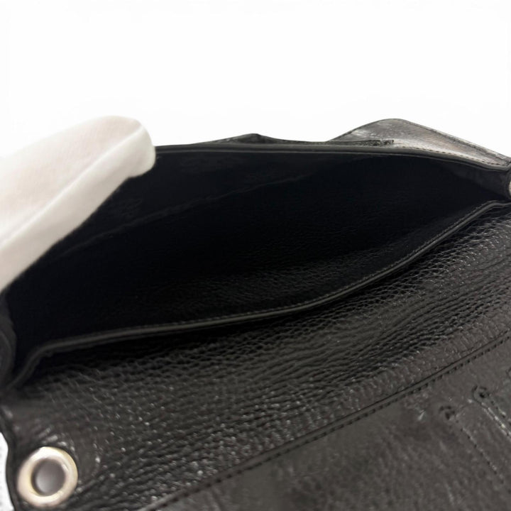 人気□CHROME HEARTS クロムハーツ LNG SNGL FLD TIPS レザー SV925 シングル フォールド スクロールラベル ロングウォレット 長財布