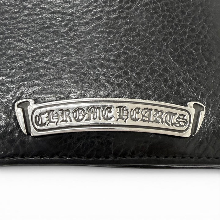 人気□CHROME HEARTS クロムハーツ LNG SNGL FLD TIPS レザー SV925 シングル フォールド スクロールラベル ロングウォレット 長財布
