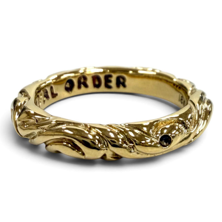 極美品★Royal Order ロイヤルオーダー K18 リボンバンド リング 指輪 アクセサリー ゴールド JP14号相当 重量7.3g レディース