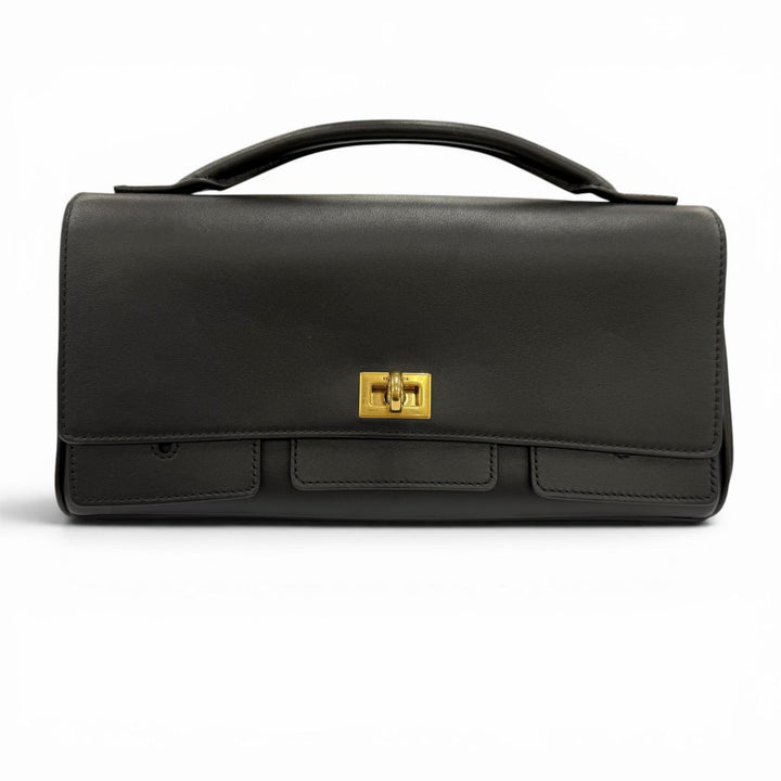 極美品◇BALENCIAGA バレンシアガ 834943 Bel Air ベルエア スモールクラッチバッグ 2WAY レザーショルダーバッグ 黒 イタリア製 袋付き