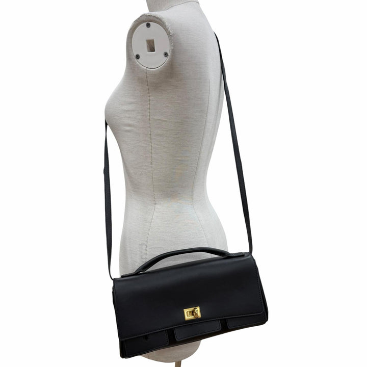 極美品◇BALENCIAGA バレンシアガ 834943 Bel Air ベルエア スモールクラッチバッグ 2WAY レザーショルダーバッグ 黒 イタリア製 袋付き