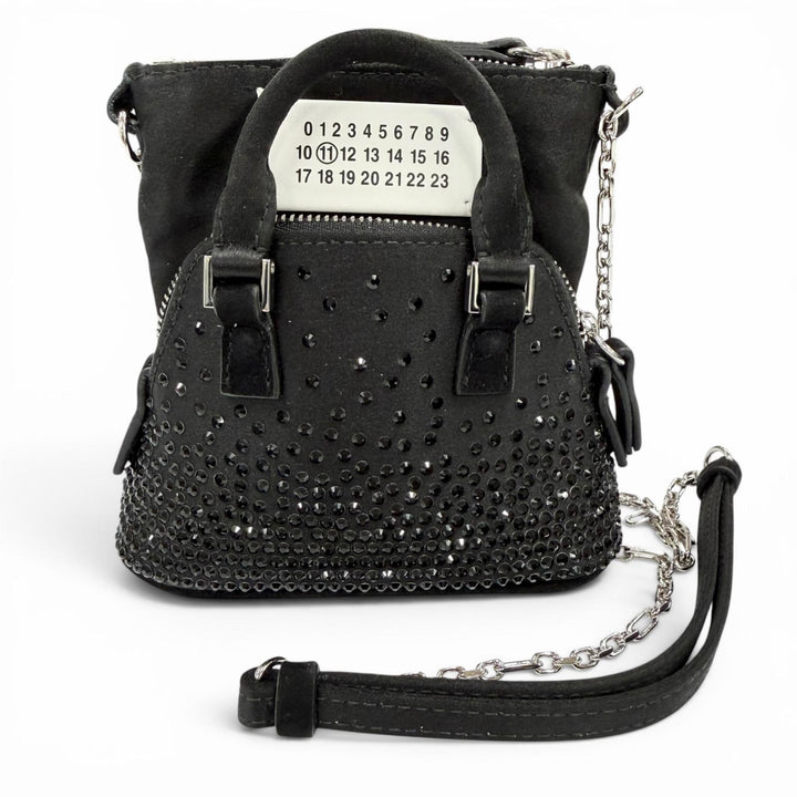 極美品◇Maison Margiela メゾンマルジェラ SB2WG0006 5AC サテン スウェードレザー マイクロ 2WAY ショルダーバッグ 黒 イタリア製