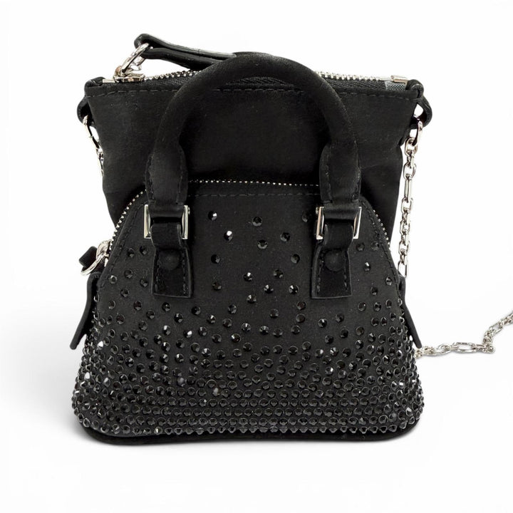 極美品◇Maison Margiela メゾンマルジェラ SB2WG0006 5AC サテン スウェードレザー マイクロ 2WAY ショルダーバッグ 黒 イタリア製