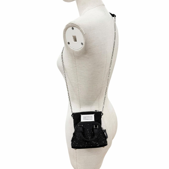 極美品◇Maison Margiela メゾンマルジェラ SB2WG0006 5AC サテン スウェードレザー マイクロ 2WAY ショルダーバッグ 黒 イタリア製
